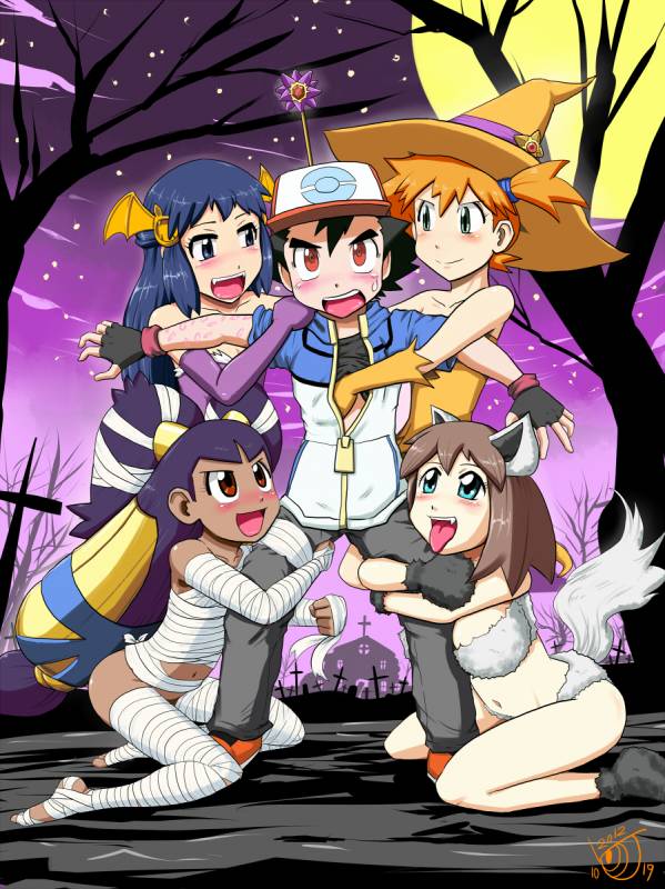 cofagrigus+gym leader+haruka (pokemon)+hikari (pokemon)+iris (pokemon)+kasumi+poochyena+satoshi (pokemon)+starmie+staryu+zubat