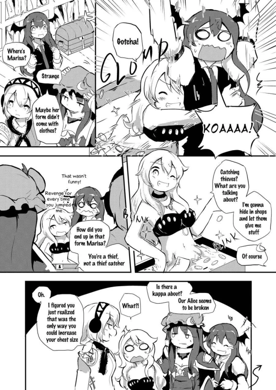 aegis (persona)+alice margatroid+kirisame marisa+koakuma+mimic chest+patchouli knowledge
